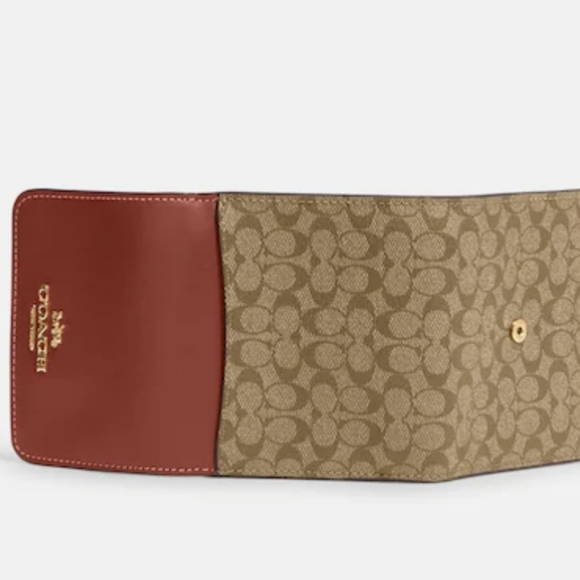 Coach Small Trifold Wallet In Signature Canvas - Picture 2 of 13
